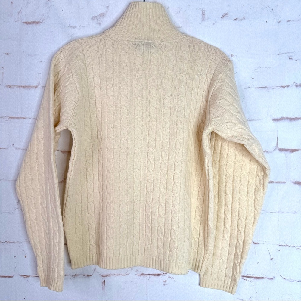 J CREW S 100% Lambswool Cable Knit Sweater Mock Turtleneck Cream Size Small - Picture 7 of 10